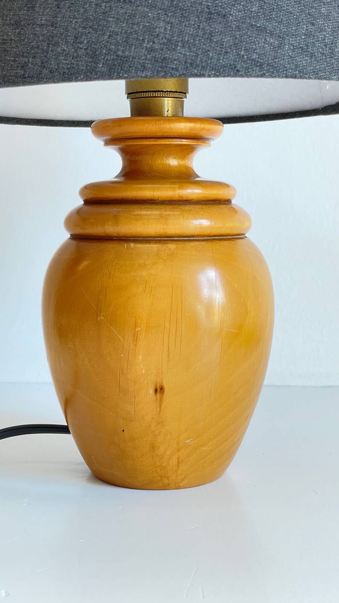 Vintage solid wood and fabric lamp