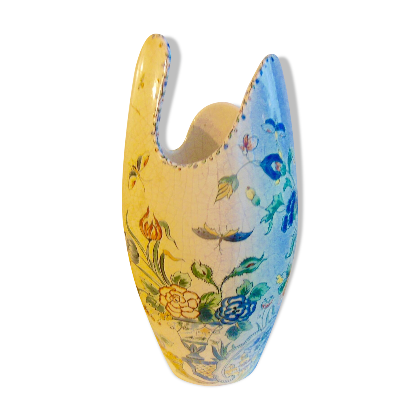 Cracked vase with chinese and floral decoration XlX th century