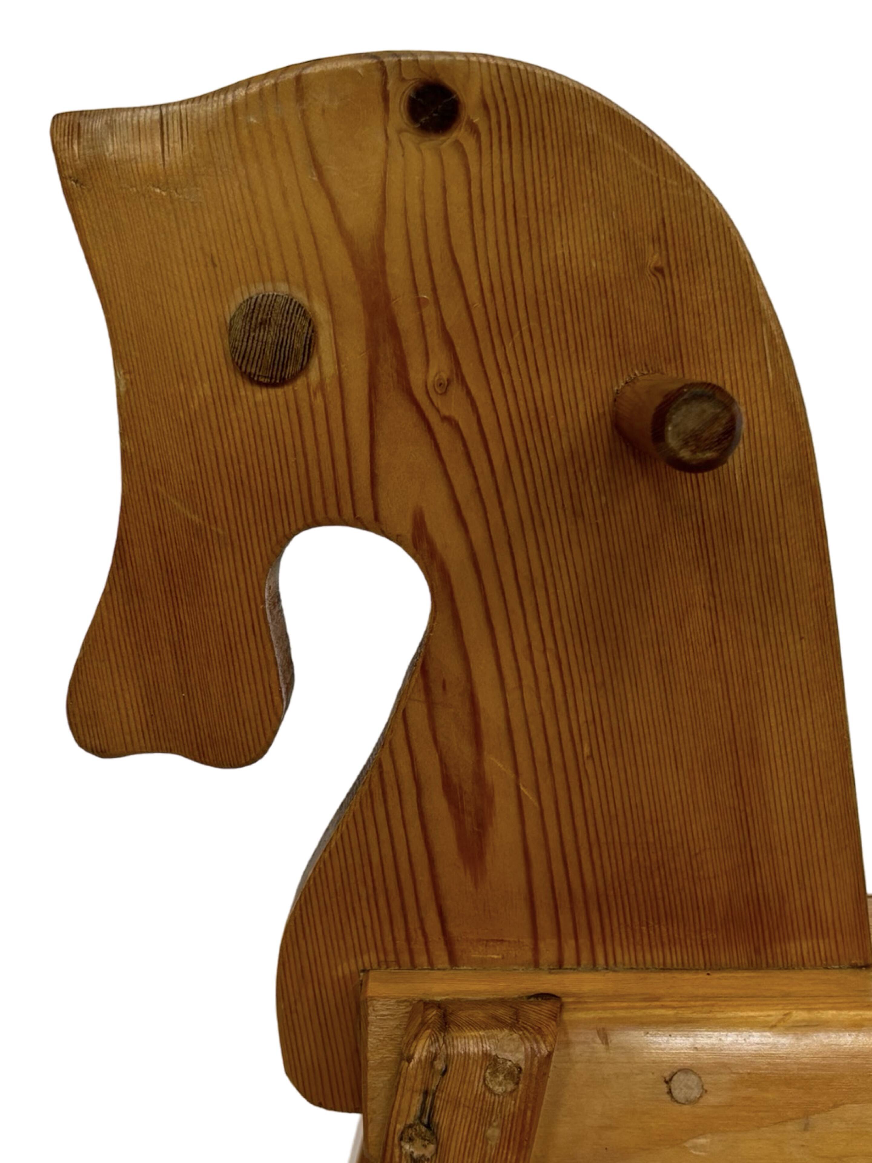 Vintage rocking horse 60s pinewood design minimalist design