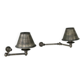 Pairs of adjustable vintage wall lights in steel, France, 1970.