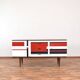 Mid-Century Walnut Sideboard with Hand-Painted Pattern, 1960s.