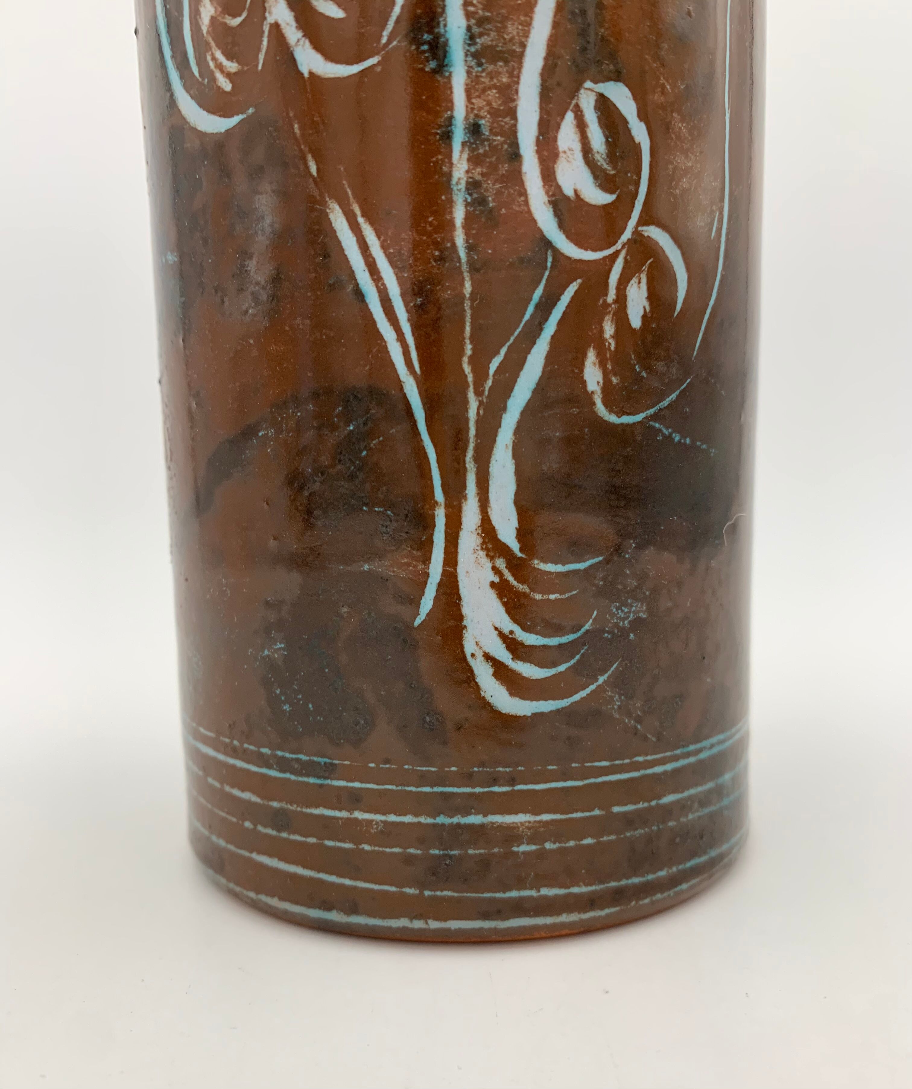 Vintage glazed terracotta ceramic, signed Yvon Roy, Ateliers Montgolfier - 1960s