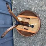 Mahogany and English leather tripod side table