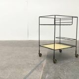 Minimalist perforated metal serving trolley in mid-century style, 1960s.