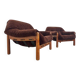 Set of mid-century lounge chairs in oak and teddy