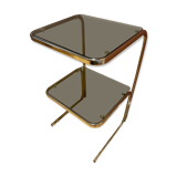 1970 side table with smoked mirror and metal