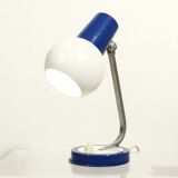 Lampe de bureau vintage métal peint blanc & bleu design Allemagne 1960s