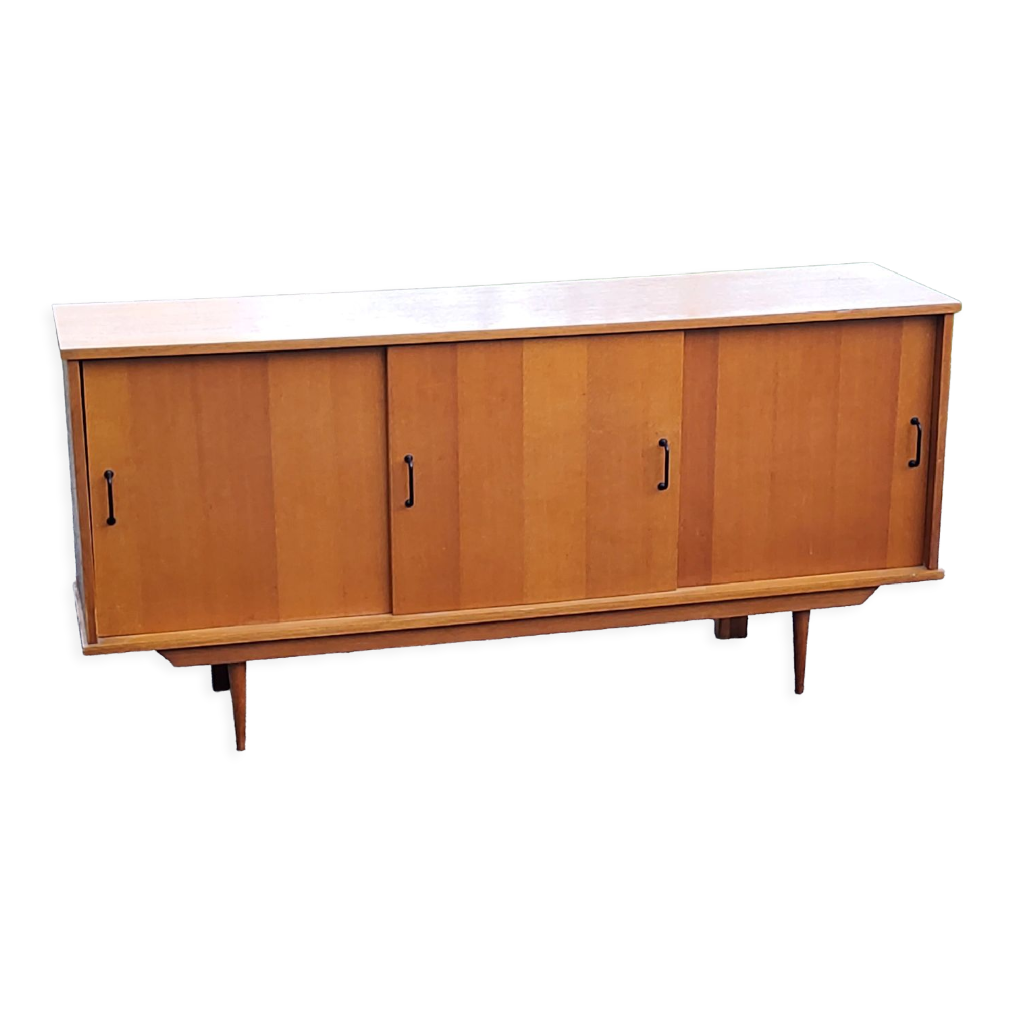 Vintage gold blond oak row 3 sliding doors