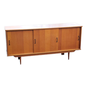 Vintage gold blond oak row 3 sliding doors