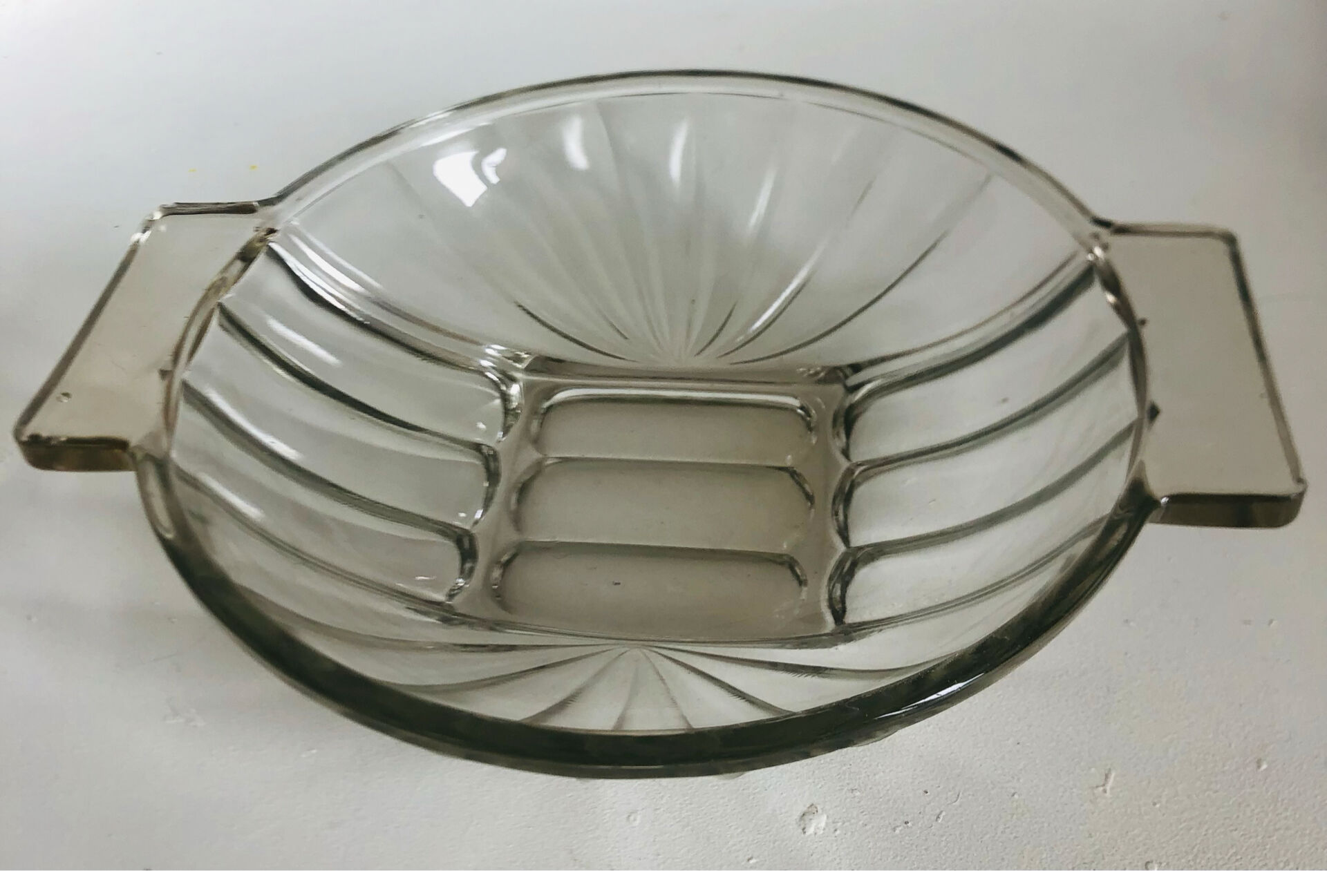 Art Deco pressed moulded glass bowl made in France