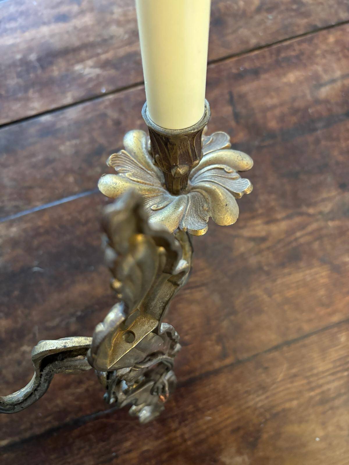 Pair of Louis XV Style wall lights in gilded bronze