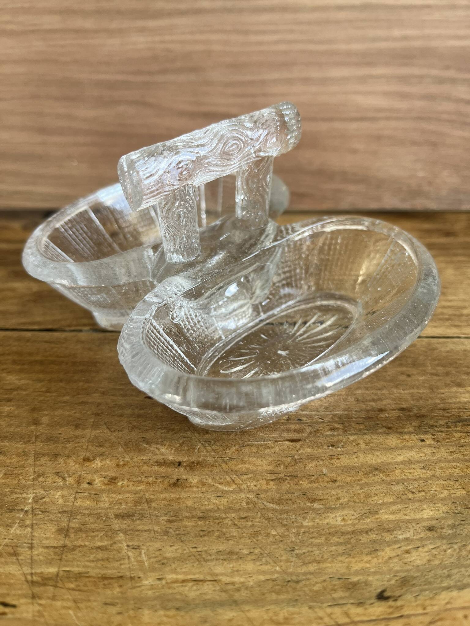 Salt and pepper shakers in glass