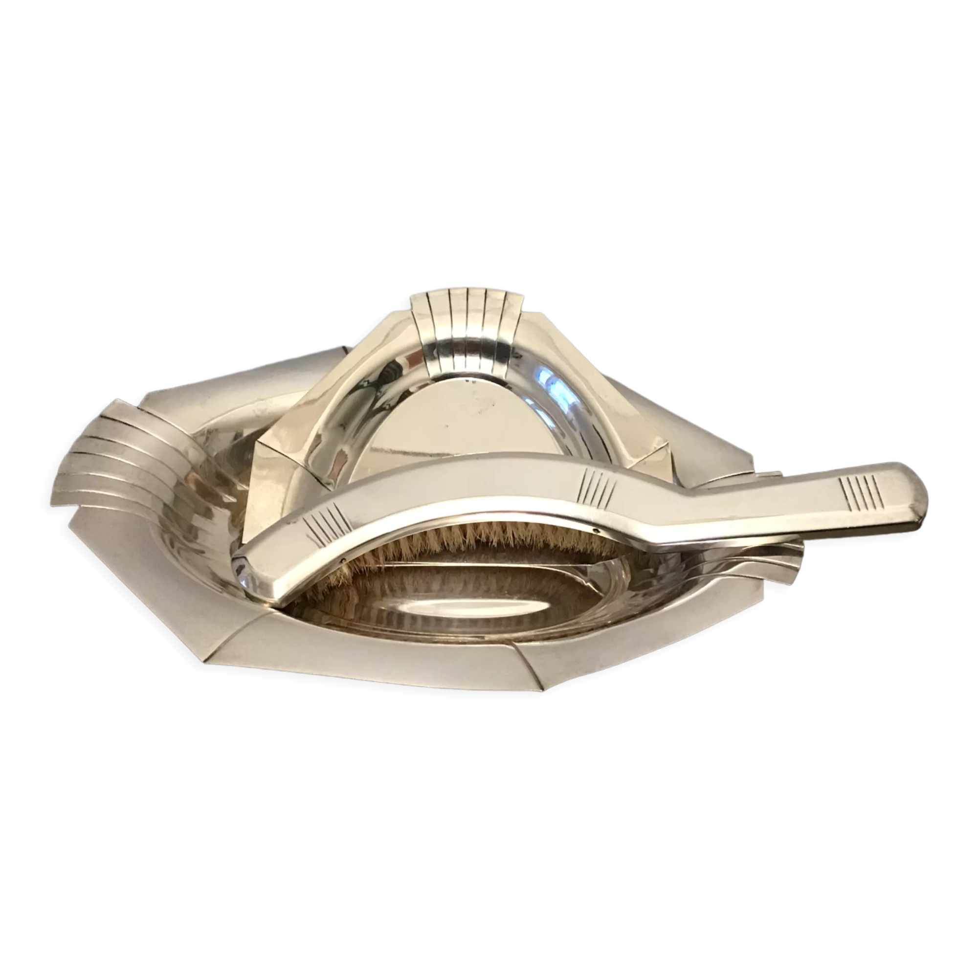 Dish and collect silver art deco crumbs