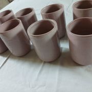 8 signed enamelled ceramic mugs