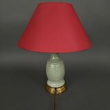 Lampe Napoléon III en céladon vert sur une base en laiton