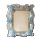 Miroir rectangulaire en verre de Murano aux fleurs bleues – Années 50