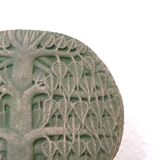 Stone tree sculpture, wooden base, 70s