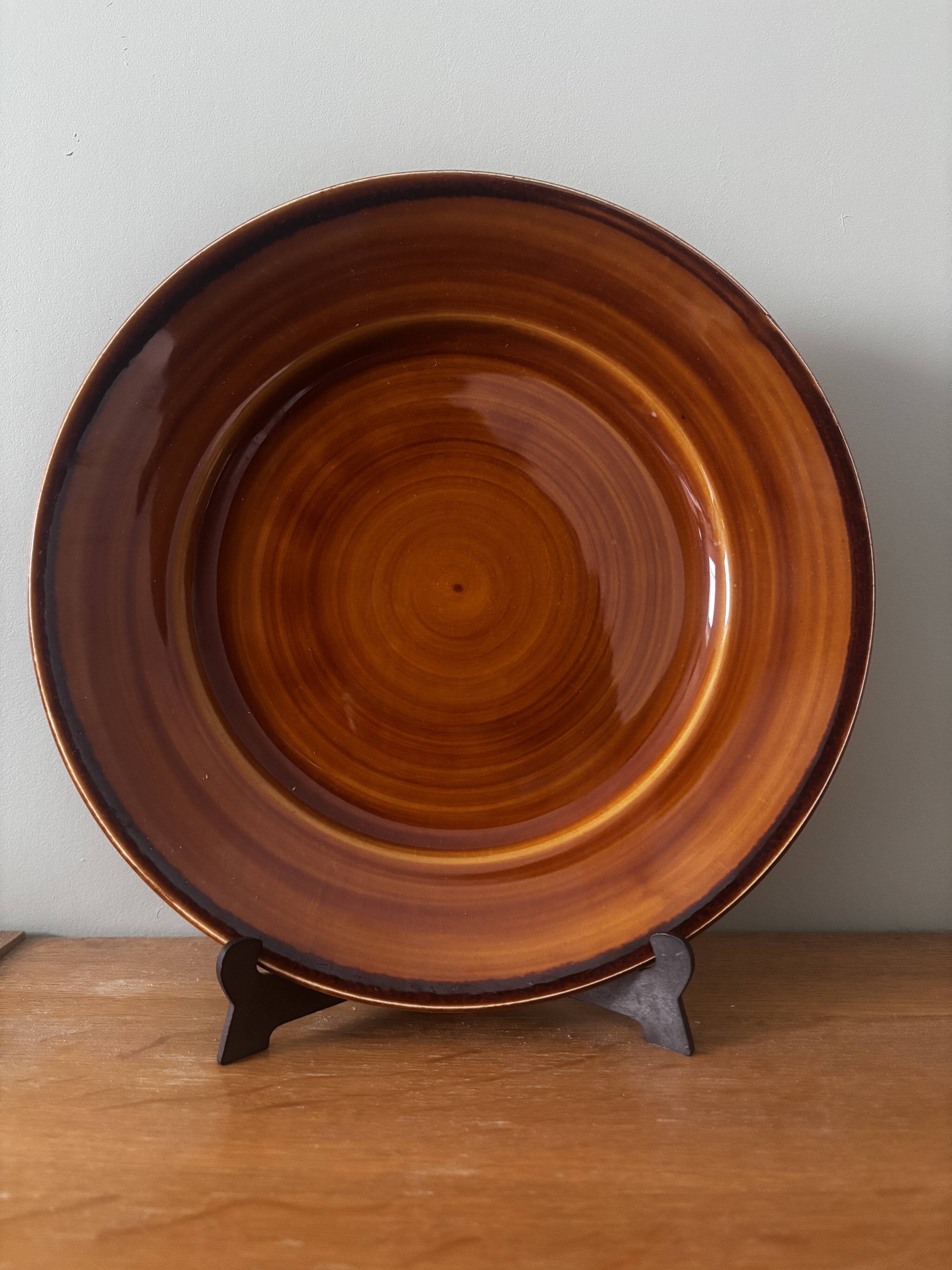 Vintage set of 6 honey brown flat plates from Lunéville.