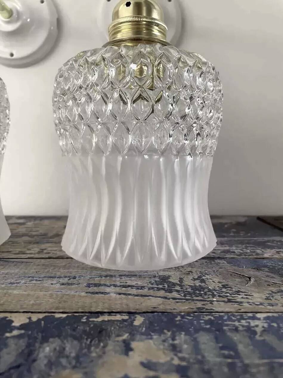 Pair of glass and ceramic wall lights