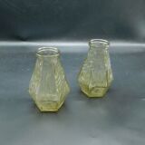 Duo of moulded and bubbled smoked glass vases - Modernism