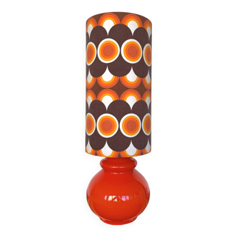 Lampe opaline orange Impact H58 D20 - tissu vintage 1970