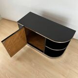 Art Deco Black Lacquered Lowboard with Chrome Fittings, France, 1930s