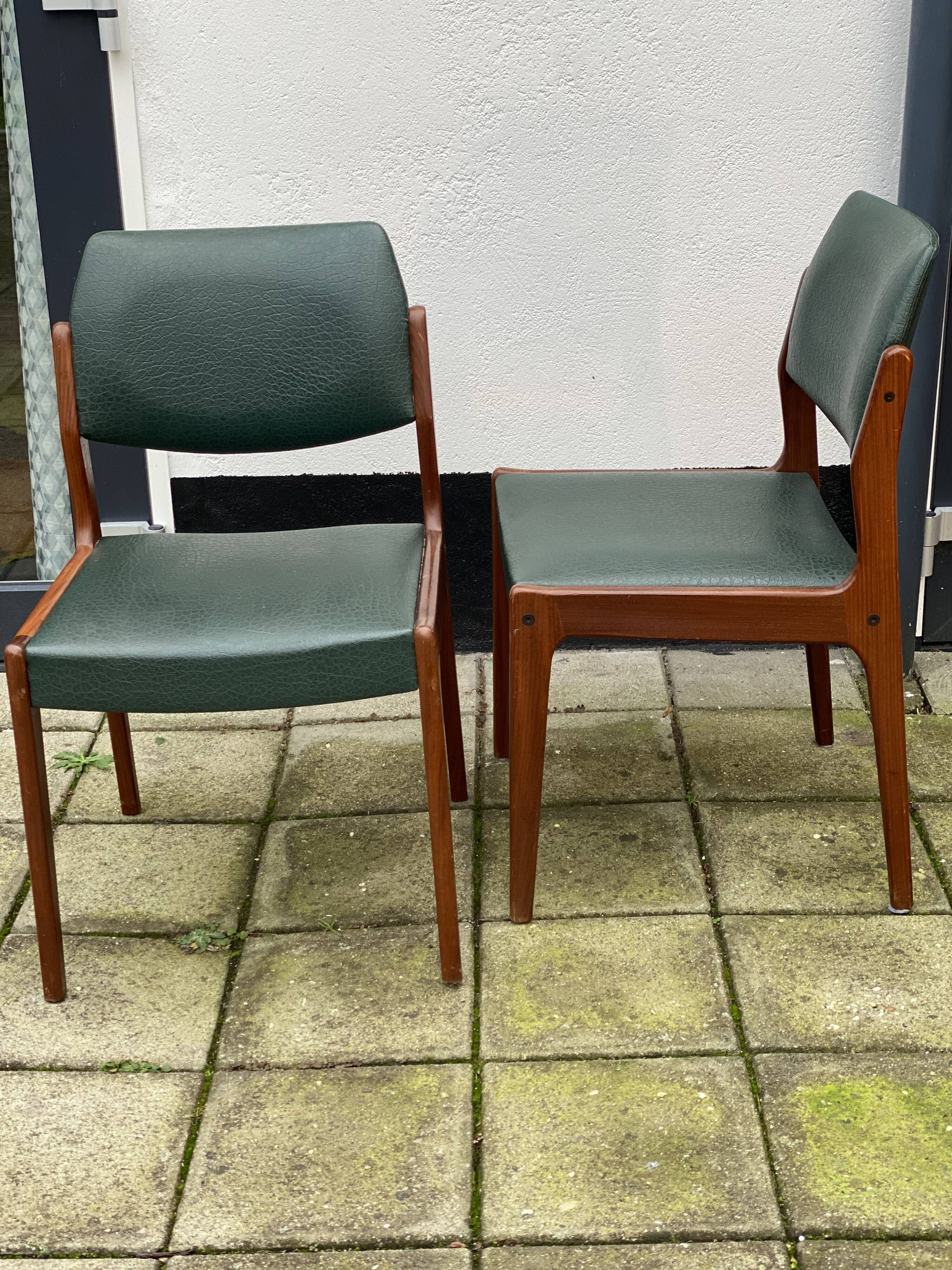Pair of Scandinavian Teak and leatherette Chairs