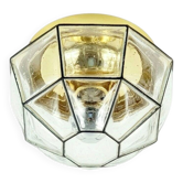 Mid-Century Glass & Brass Ceiling Light or Wall Lamp - Limburg, 1960s/1970s