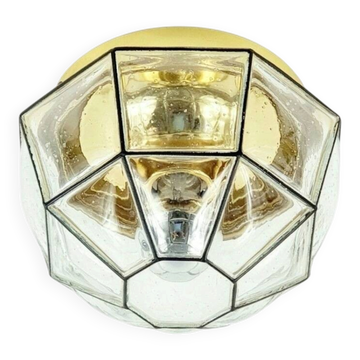Mid-Century Glass & Brass Ceiling Light or Wall Lamp - Limburg, 1960s/1970s