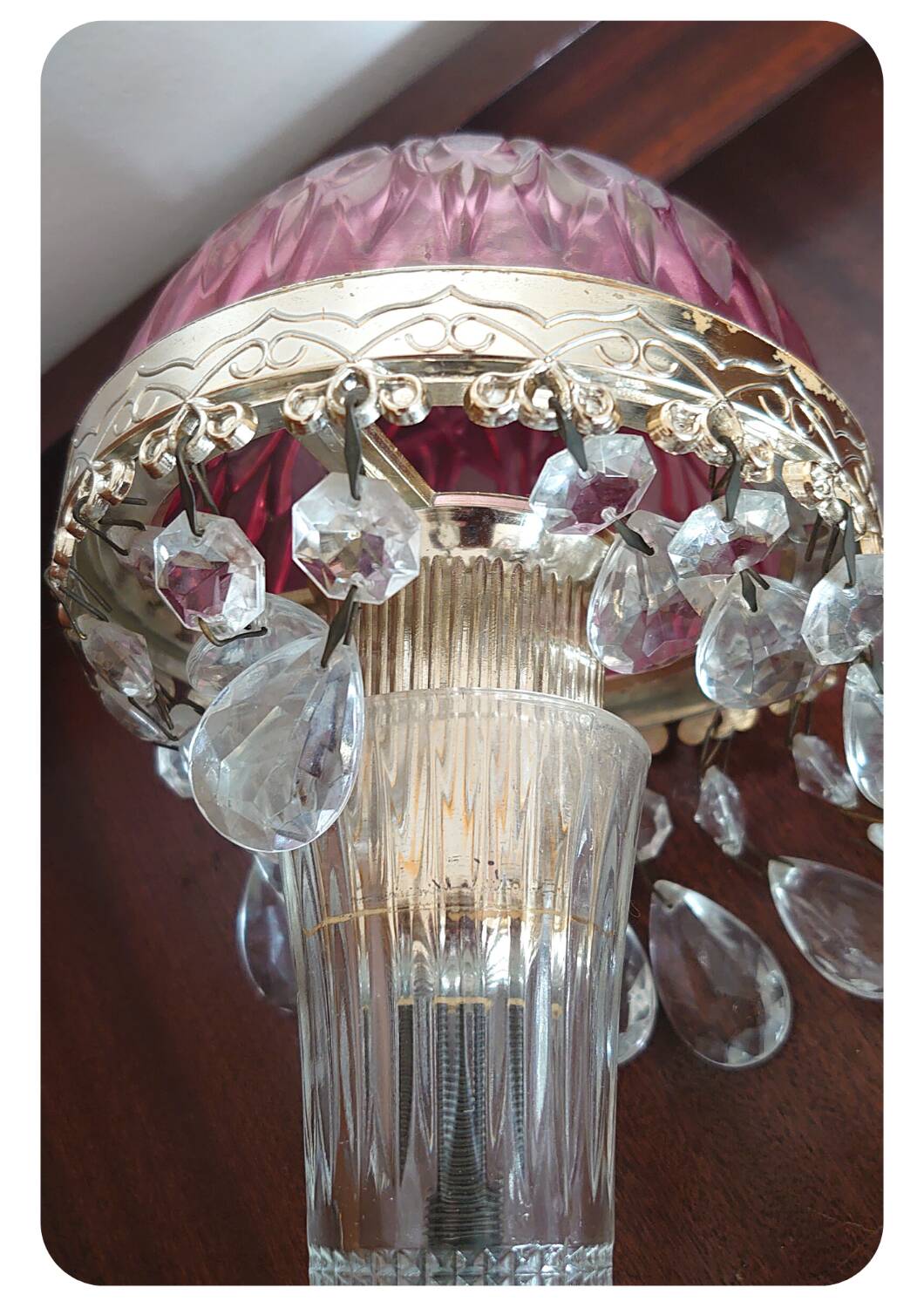 Michelotti Crystal Glass Prism Boudoir Parlor Lamps 1950s