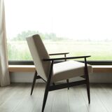 Vintage armchair in light beige corduroy designed by H. Lis.