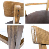 15 chaises Frankfurter vintage, bois foncé, assise rembourrée