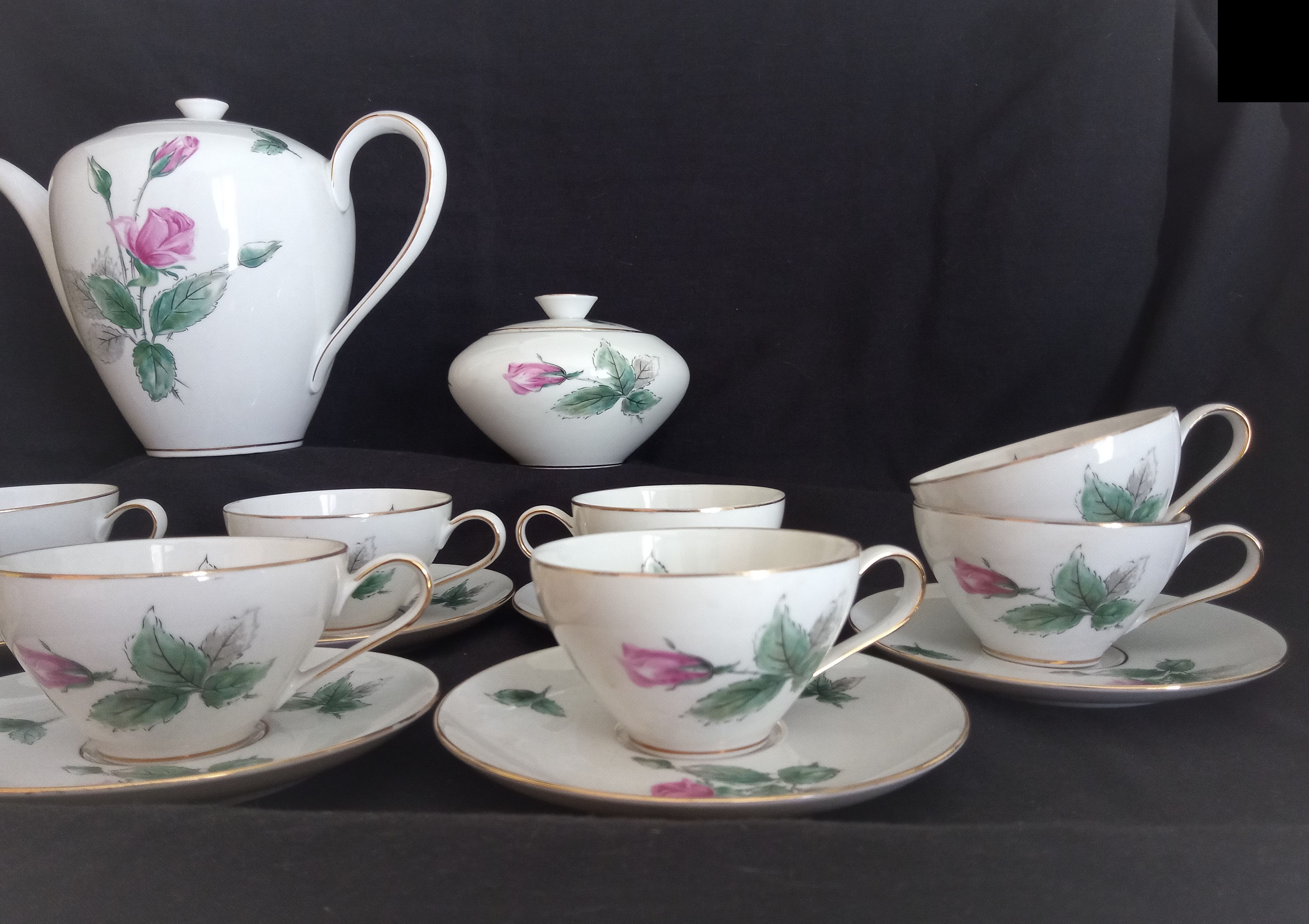 KPM Krister porcelain coffee service for 9 people, Germany