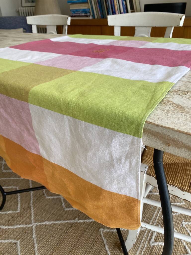 BL monogrammed square tablecloth in tangy colors - 150x135 cm - cotton