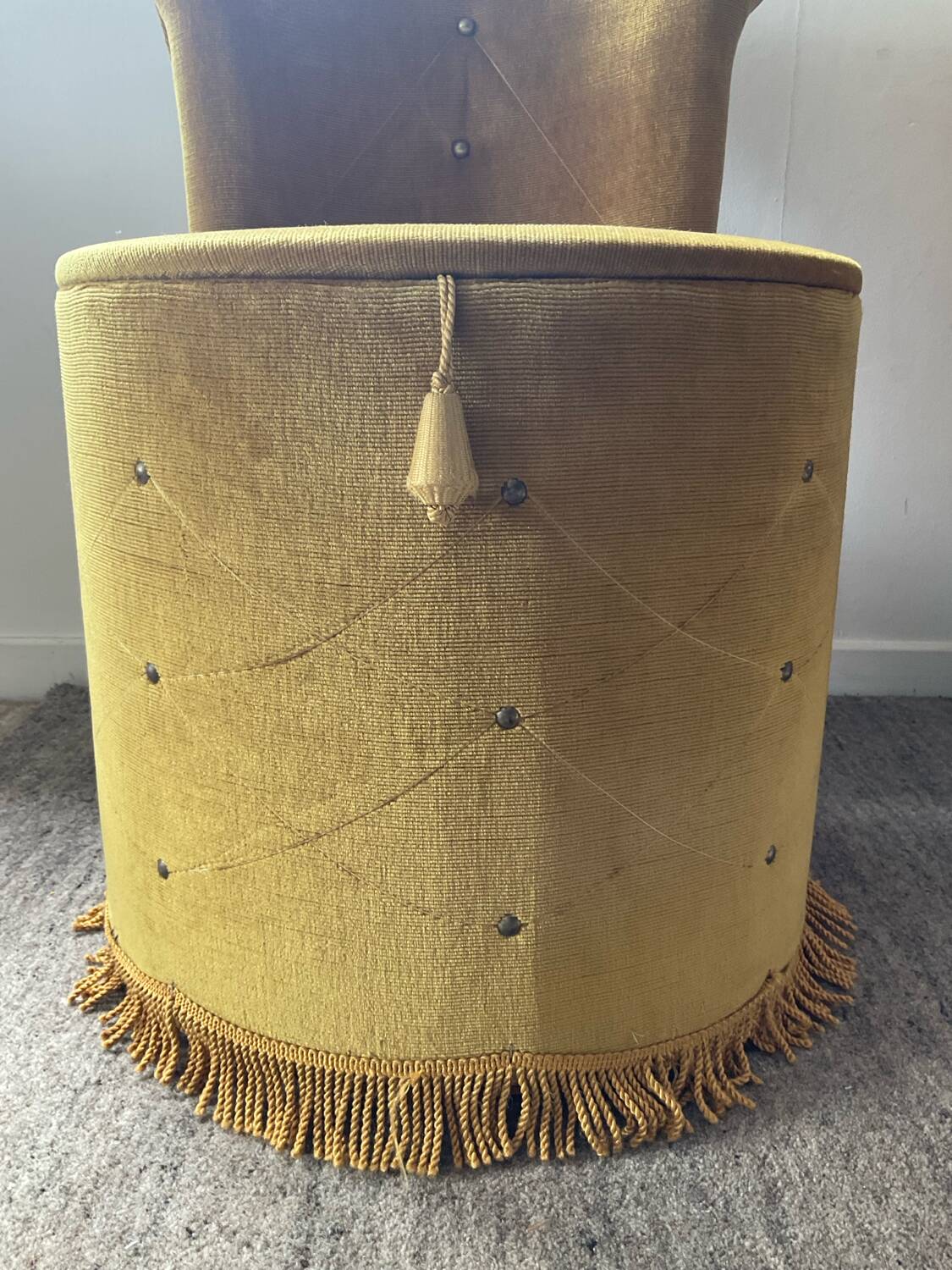 Vintage children's armchair in green velvet