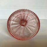 Ancien bougeoir en verre rose style rosaline