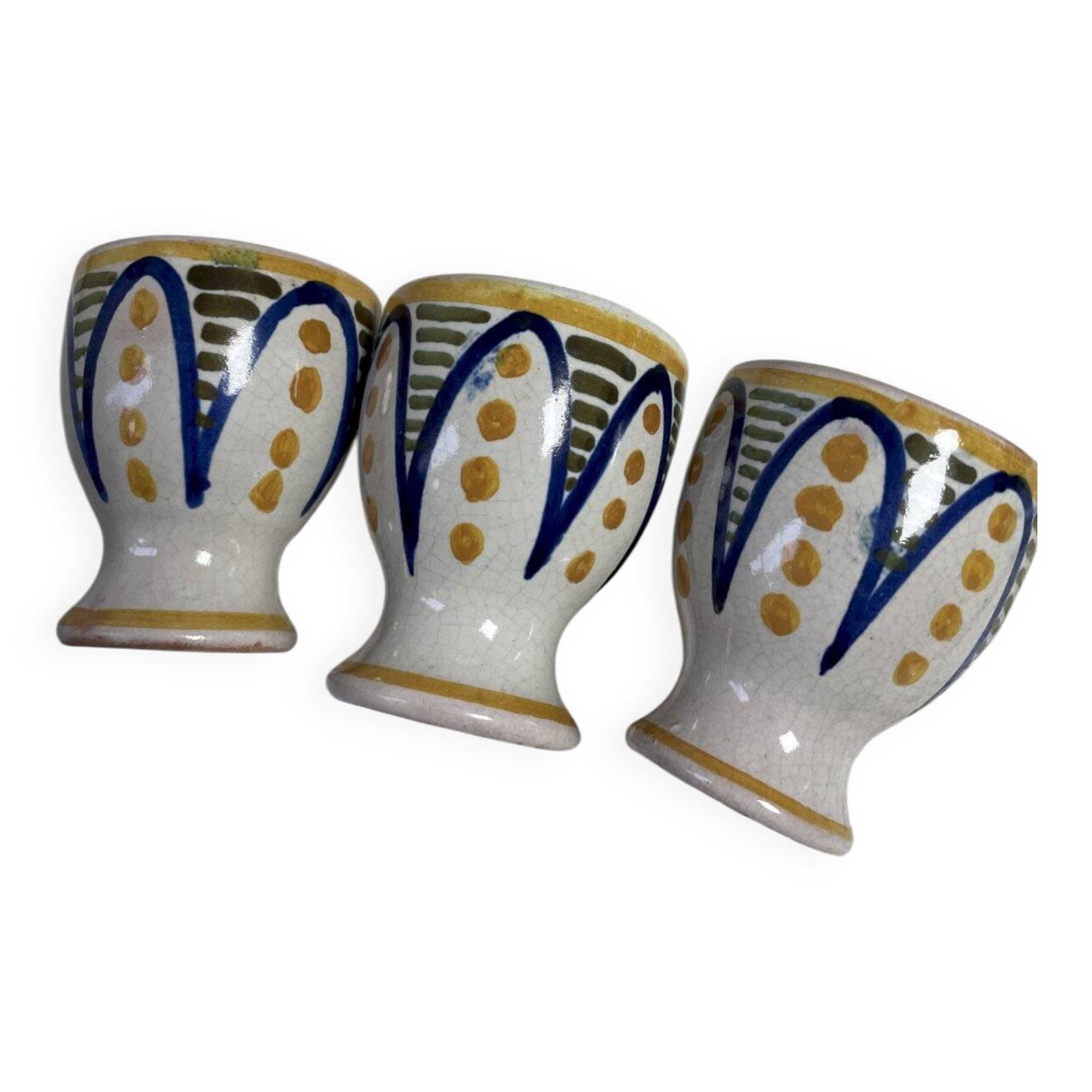 Set of 3 handmade decorated egg cups J 182