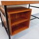 Vintage modernist double-sided desk in mahogany and black metal from the 1960s