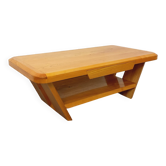 Table basse rectangulaire brutaliste vintage en orme massif en orme