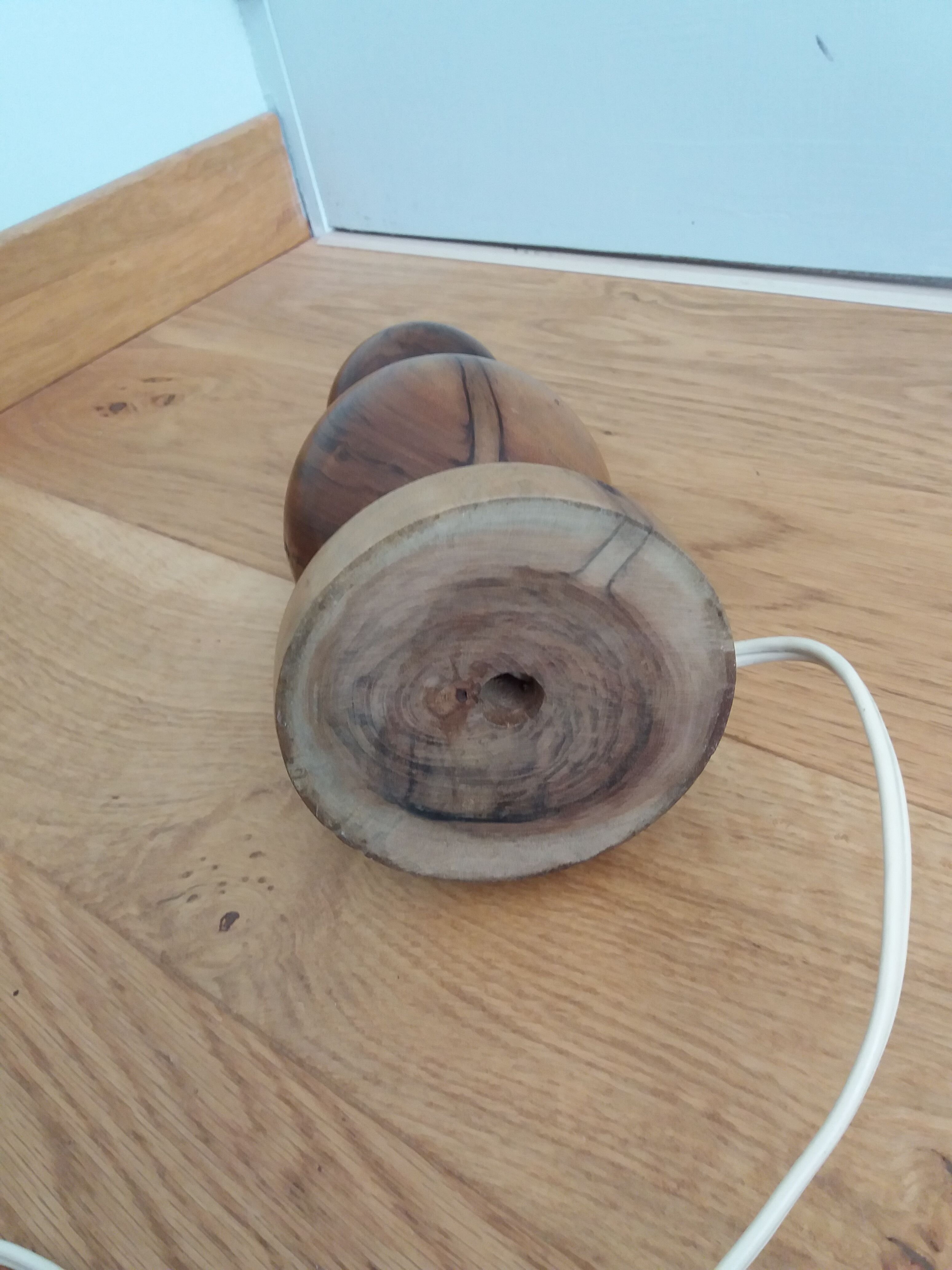 Handmade turned wooden foot lamp