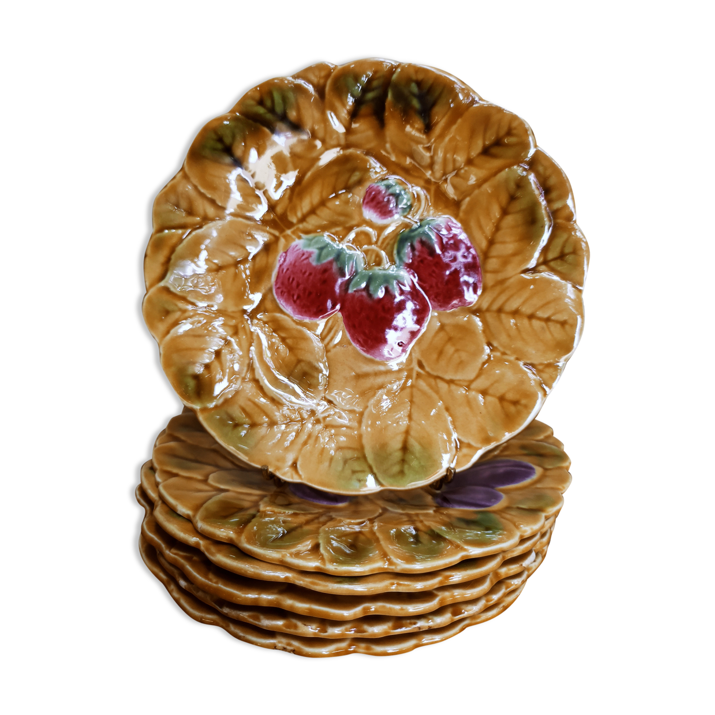 6 dessert plates in barbotine