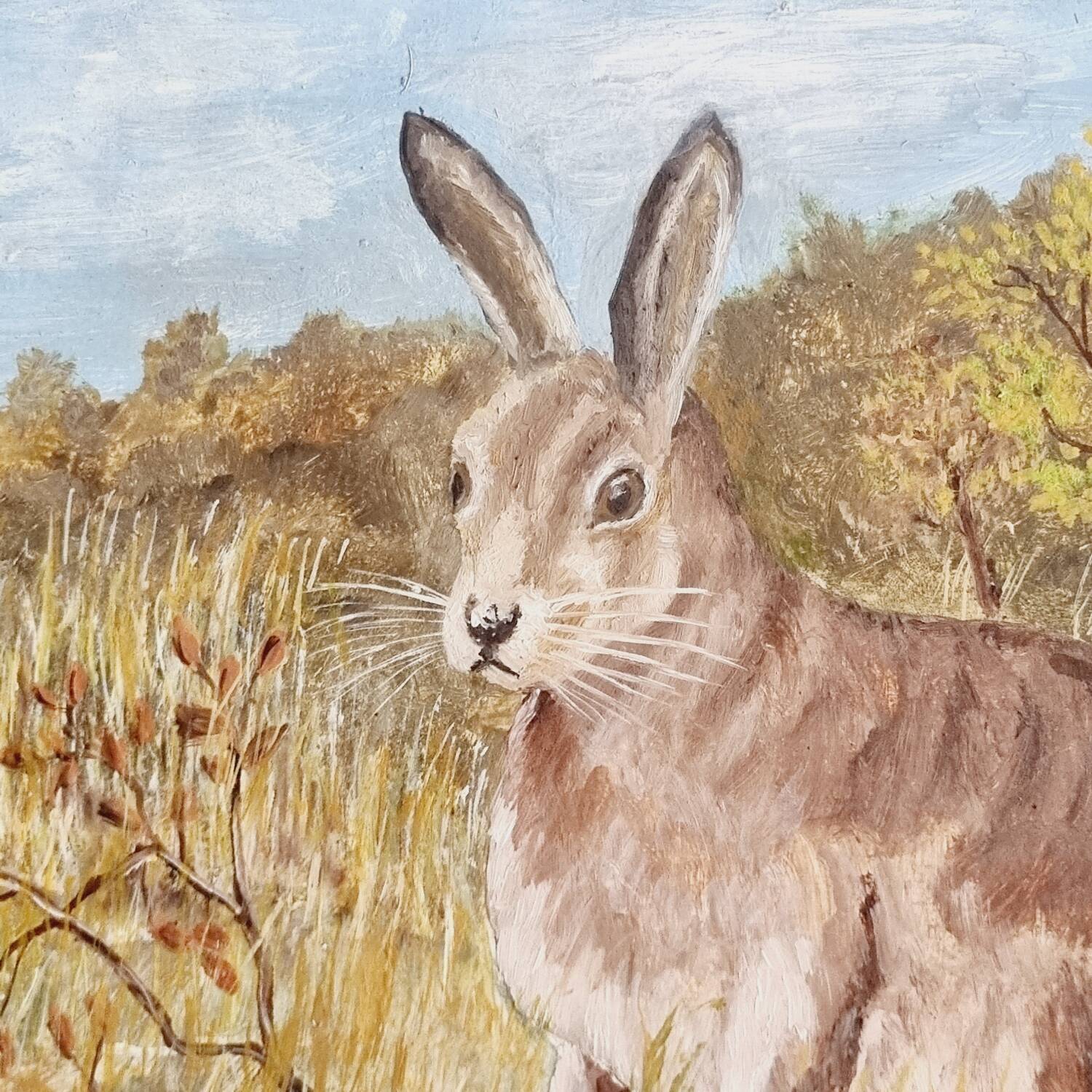 Oil on canvas hare rabbit
