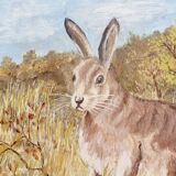 Oil on canvas hare rabbit