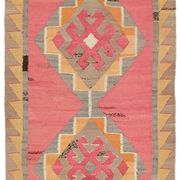 Turkish Handwoven Vintage Herki Kilim 102 cm x 322 cm