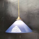 Blue opaline cone pendant light