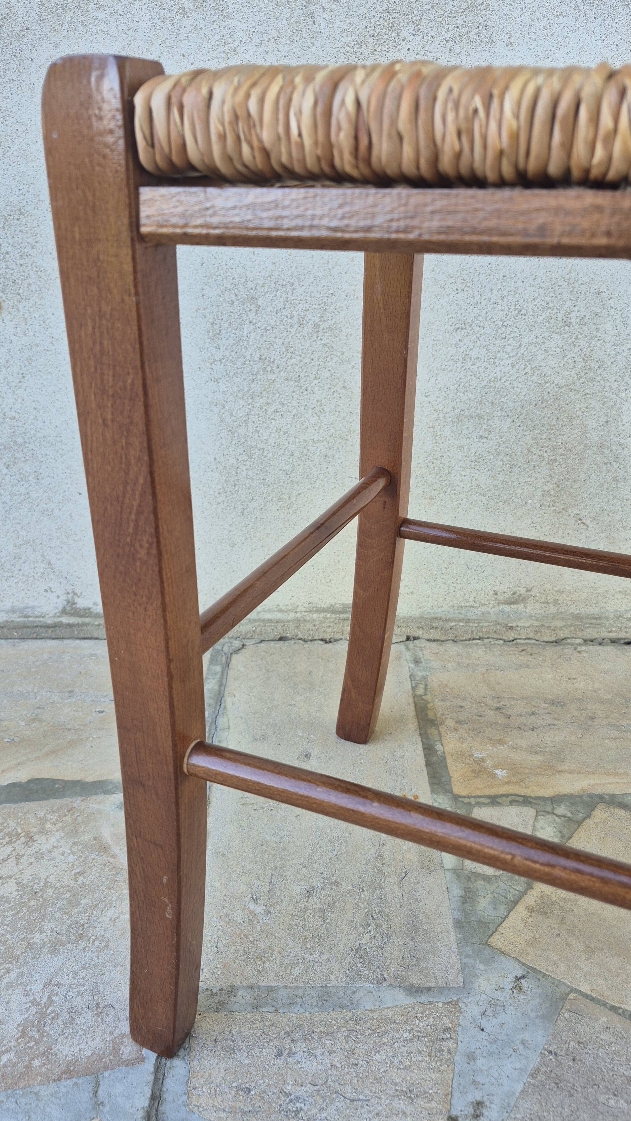 Tabouret paillé Français vintage