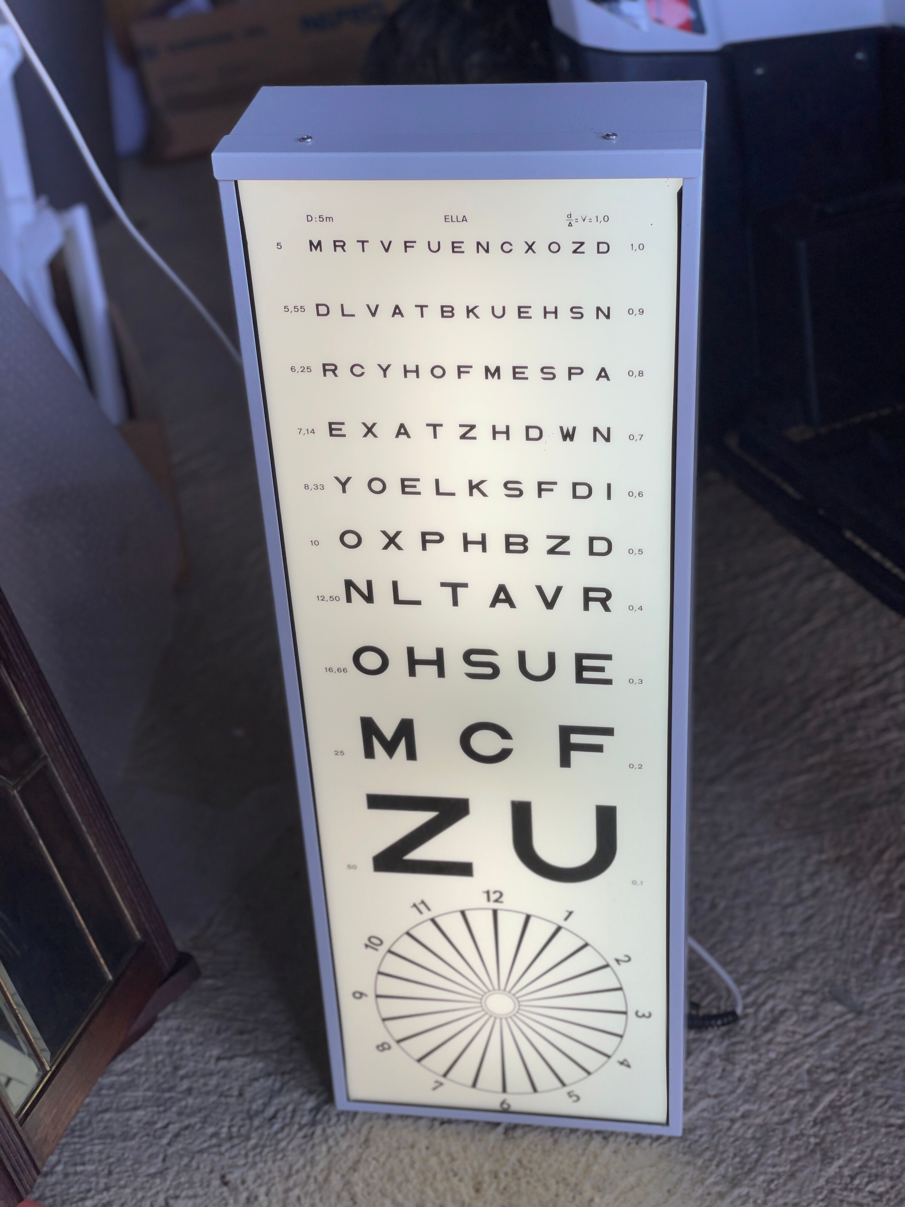 Vintage lamp optometric luminous scale Monoyer vintage lamp