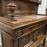 Gothic walnut sideboard with marble top, early 20th century
