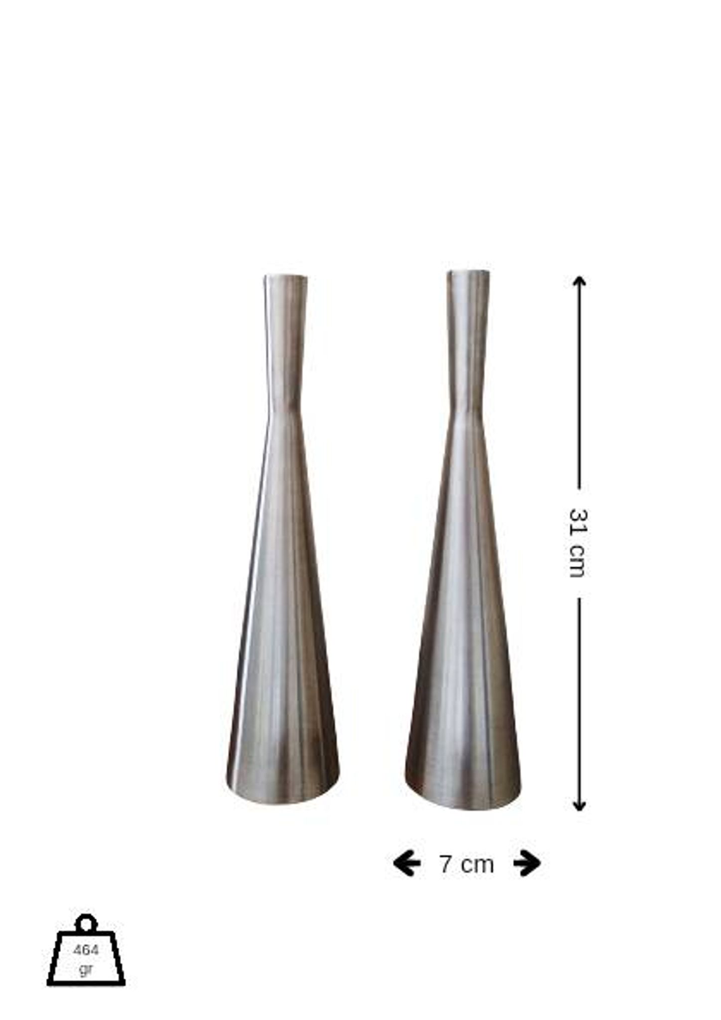 Pair of vintage brushed metal candlesticks