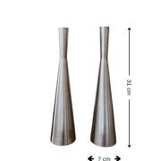 Pair of vintage brushed metal candlesticks